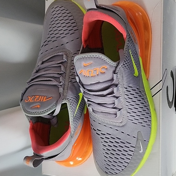 Air max nikes, size 9 in Men, 11 women, neon orange and gray good condition - Picture 1 of 4
